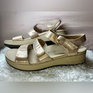 Vionic Women Tami Metallic adjustable Platform Sandals Rose Gold US 11 WIDE